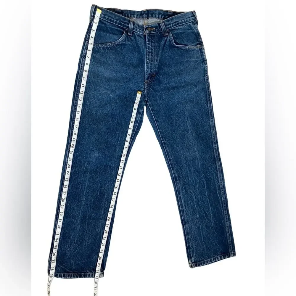 Rustler Blue Straight Jeans with Regular Fit and Contrast Stitching 34X30
